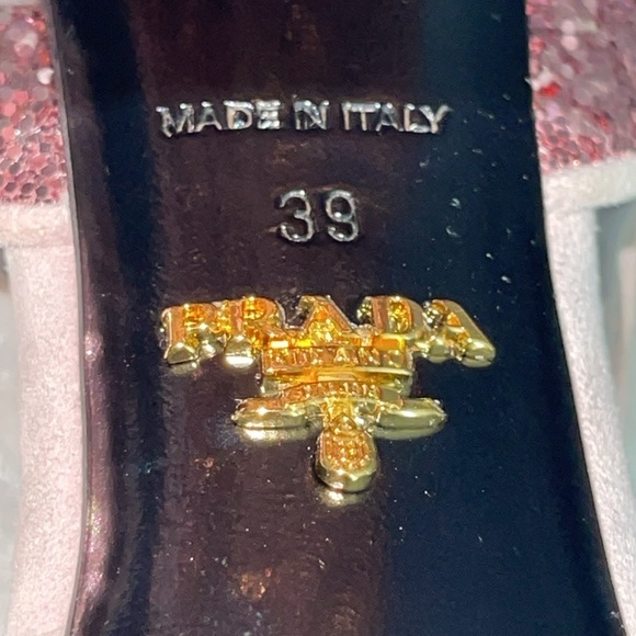 Prada calzatura donna glitter rose color size 39 5” heel excellent condition. - Picture 4 of 13